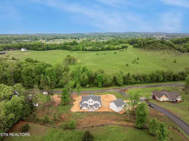 drone / aerial view with a rural view