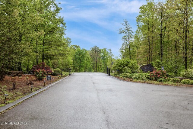 view of street with a wooded view
