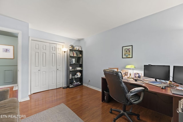 705 Kimbee Rd, Knoxville, TN 37923 - office area featuring baseboards and wood finished floors