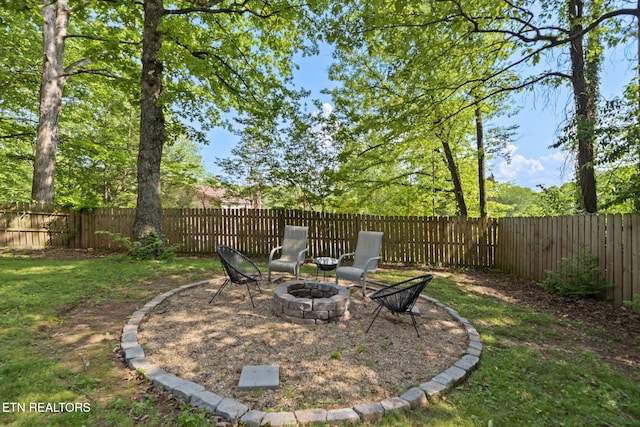 705 Kimbee Rd, Knoxville, TN 37923 - view of yard featuring a fenced backyard and an outdoor fire pit