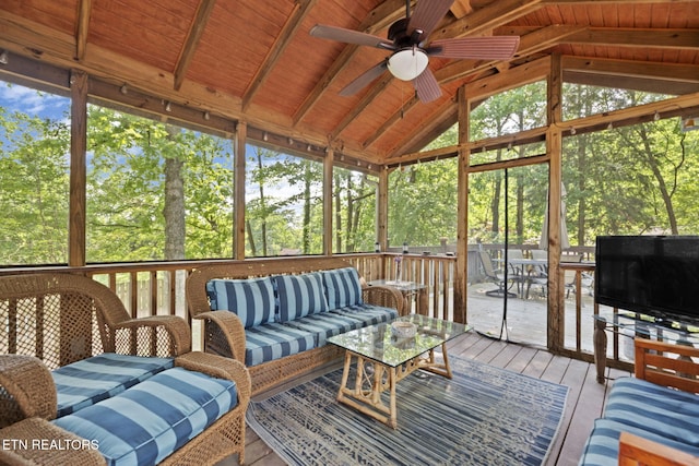 705 Kimbee Rd, Knoxville, TN 37923 - sunroom with a ceiling fan, outdoor dining area, and outdoor lounge area