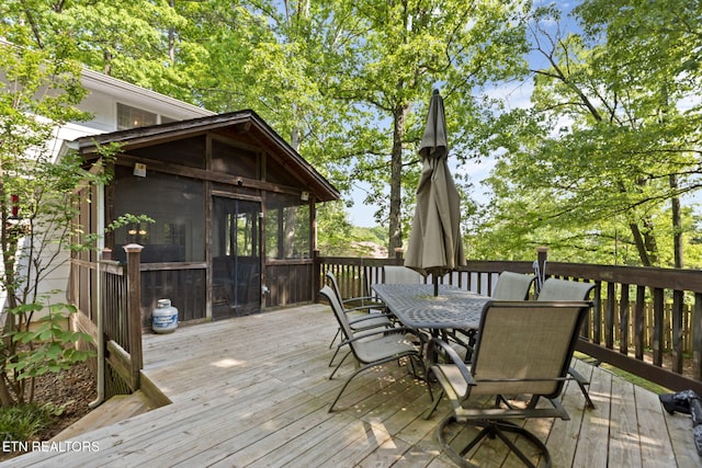 705 Kimbee Rd, Knoxville, TN 37923 - deck featuring a sunroom and outdoor dining area