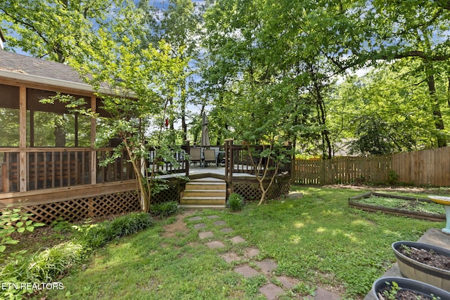 705 Kimbee Rd, Knoxville, TN 37923 - view of yard featuring a deck and a fenced backyard