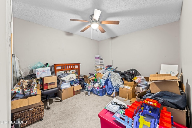 storage area with a ceiling fan