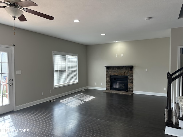 1631 Silver Spur Ln, Knoxville, TN 37932 - unfurnished living room with recessed lighting, ceiling fan, baseboards, and plenty of natural light