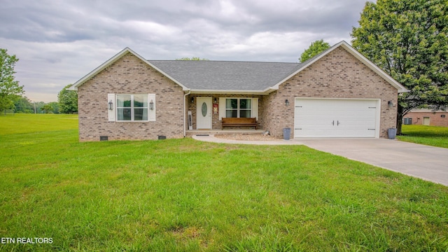 645 Bryce View Ln, Sevierville, TN 37876 - single story home featuring a garage, a front lawn, brick siding, crawl space, and driveway