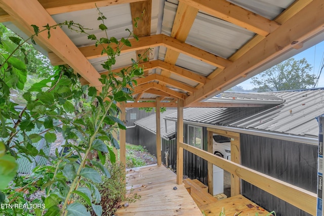 wooden deck featuring washer / clothes dryer
