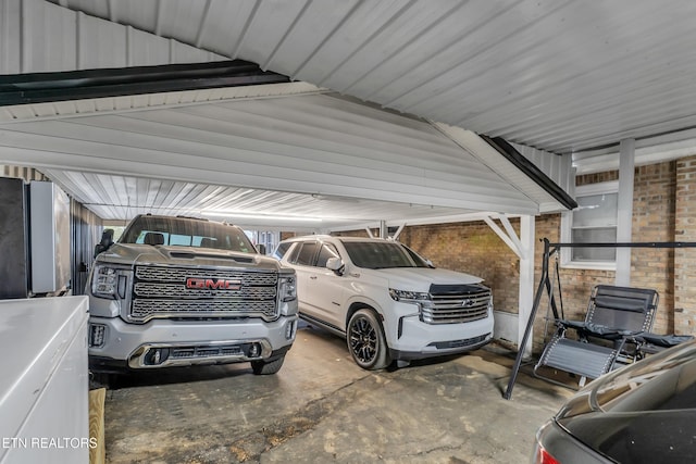 view of parking with a carport
