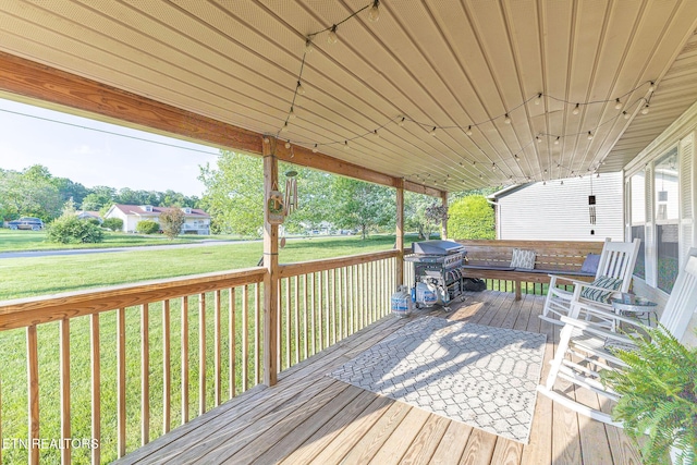 352 St Edward Dr, Dandridge, TN 37725 - wooden terrace with a yard and a grill