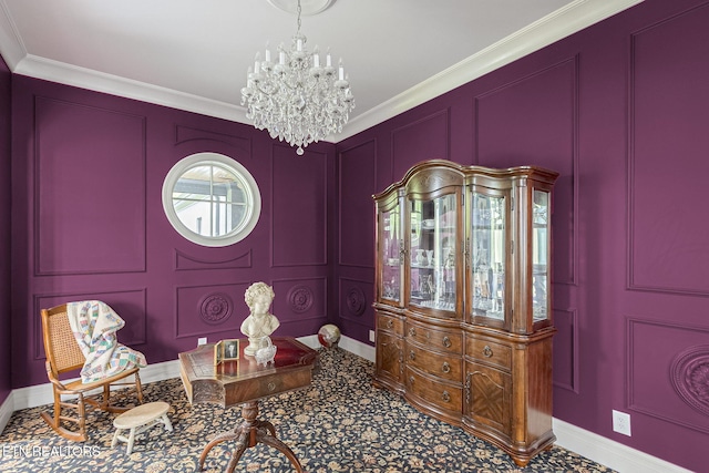 367 Barnsley Rd, Farragut, TN 37934 - entrance foyer featuring ornamental molding, an inviting chandelier, a decorative wall, and baseboards