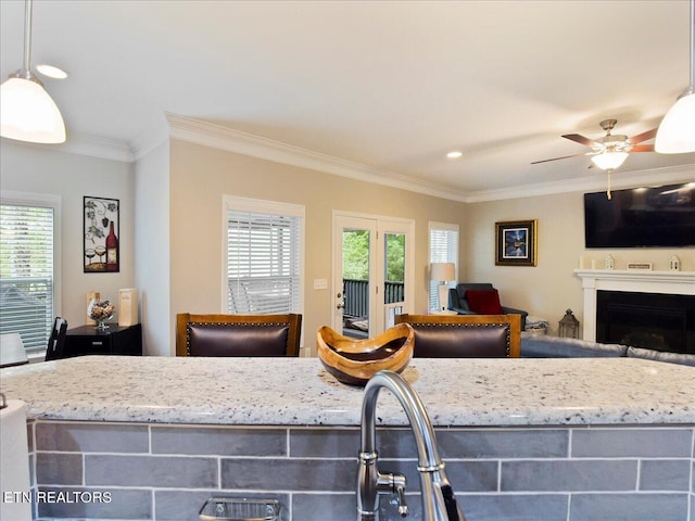 107 Mistletoeberry Rd, Oak Ridge, TN 37830 - kitchen with open floor plan, plenty of natural light, and ornamental molding