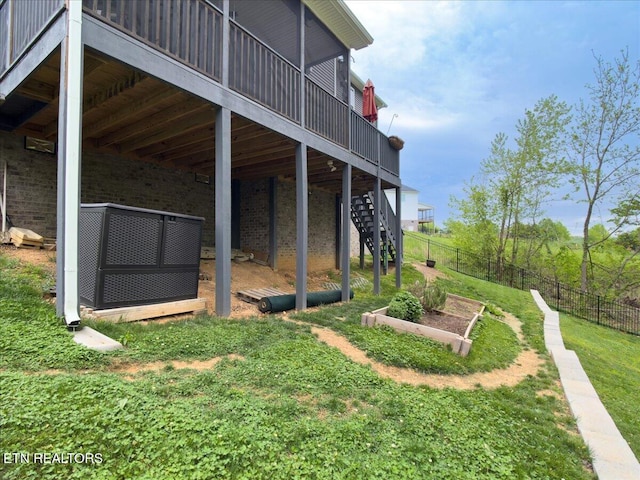 107 Mistletoeberry Rd, Oak Ridge, TN 37830 - view of yard featuring fence, a wooden deck, and stairs