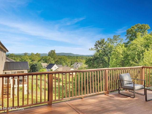 deck featuring a mountain view