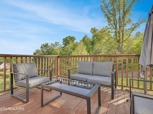 deck featuring an outdoor living space