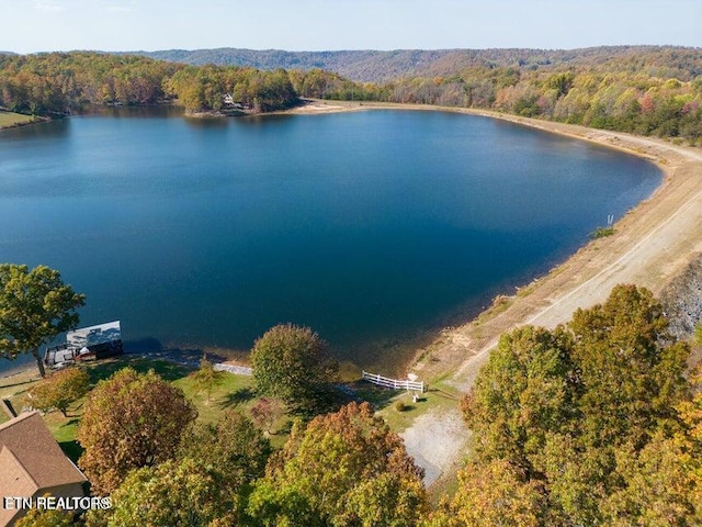 1703 Perimeter Dr, Jamestown, TN 38556 - aerial view with a wooded view and a water view