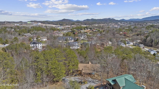 birds eye view of property featuring a residential view and a mountain view