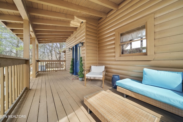 wooden deck featuring a porch
