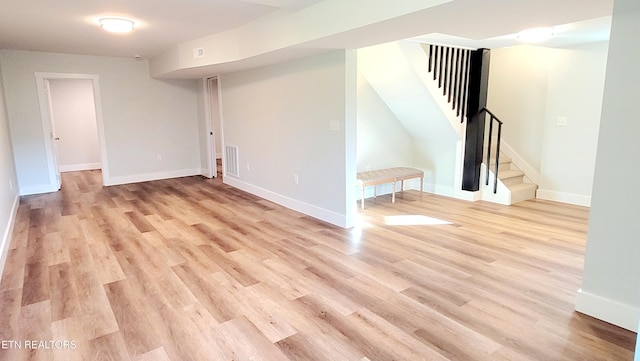 1805 Ferd Hickey Rd, Knoxville, TN 37909 - finished basement featuring stairway, light wood-style flooring, baseboards, and visible vents