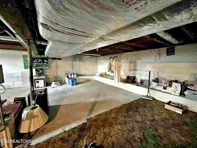 view of unfinished basement