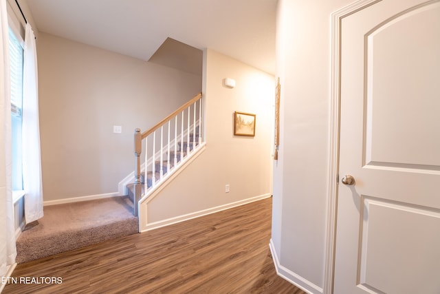 7849 Beeler Farms Ln, Knoxville, TN 37918 - stairs featuring baseboards and wood finished floors