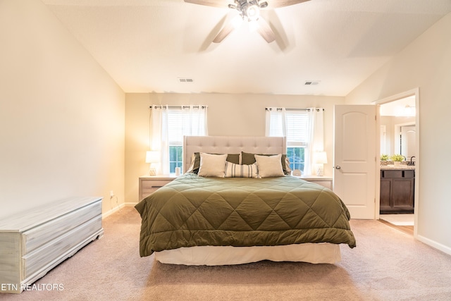 7849 Beeler Farms Ln, Knoxville, TN 37918 - bedroom with baseboards, light carpet, a ceiling fan, and visible vents