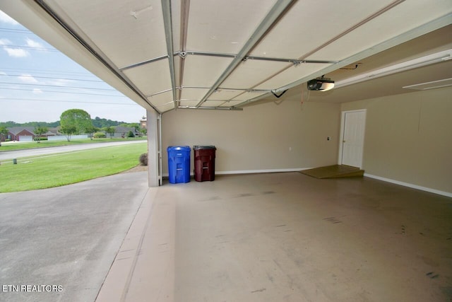 garage with a garage door opener