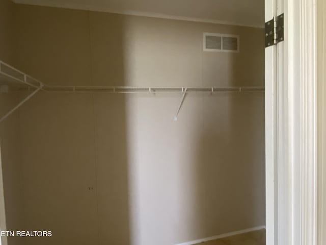 spacious closet featuring visible vents