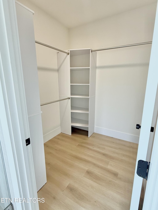 spacious closet with light wood-style floors