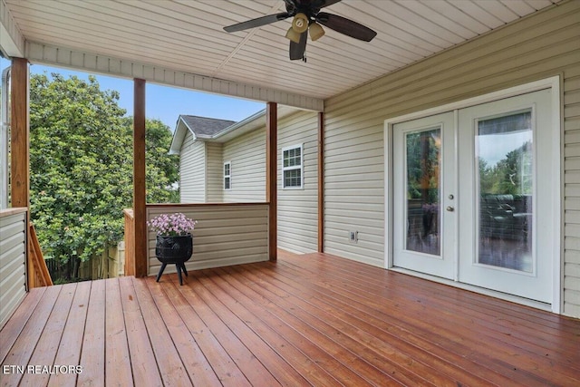12116 W Kings Gate Rd, Farragut, TN 37934 - wooden deck featuring ceiling fan and french doors