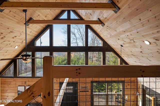 interior details with beam ceiling and wooden ceiling