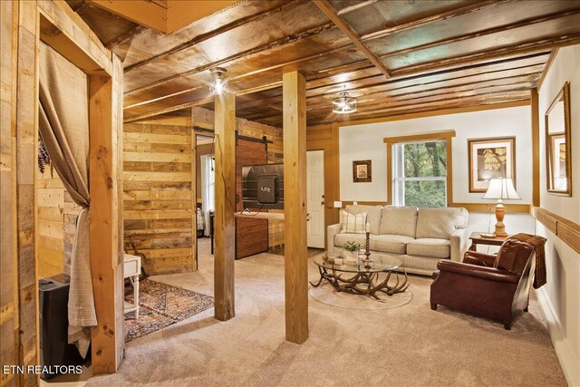 3009 Winding Way, Cosby, TN 37722 - carpeted living area featuring wooden walls