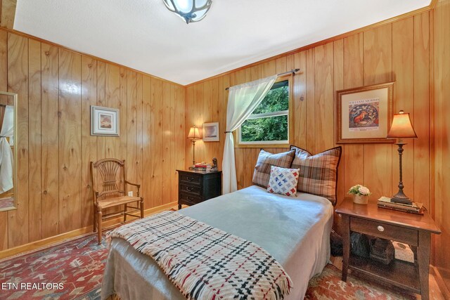 3009 Winding Way, Cosby, TN 37722 - bedroom with wooden walls and baseboards