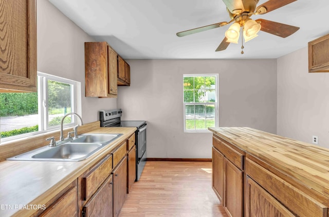 1526 W View St, Athens, TN 37303 - kitchen featuring a sink, brown cabinets, and stainless steel electric range oven