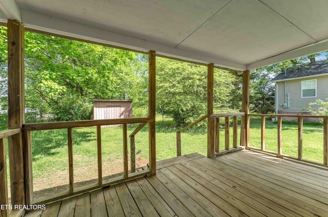 1526 W View St, Athens, TN 37303 - wooden terrace with a yard, an outbuilding, and a shed