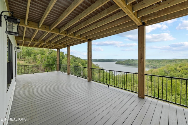 448 Taylor Rd, Byrdstown, TN 38549 - deck with a water view and a forest view
