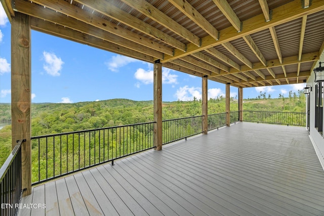 448 Taylor Rd, Byrdstown, TN 38549 - wooden deck with a forest view