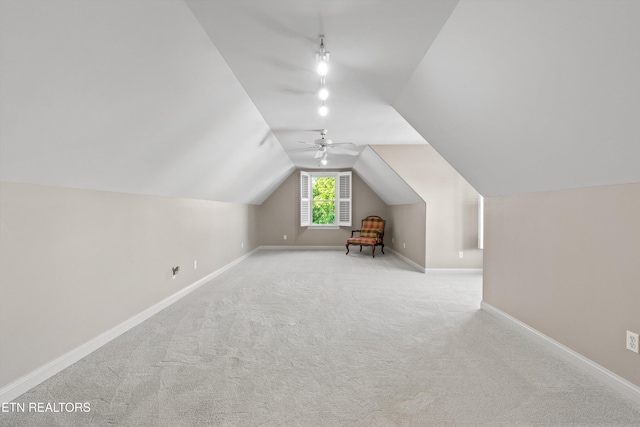 1614 Pinnacle Point Dr, Alcoa, TN 37701 - additional living space featuring baseboards, carpet, ceiling fan, and lofted ceiling