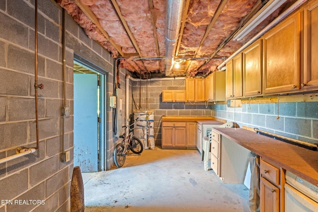 unfinished below grade area with concrete block wall