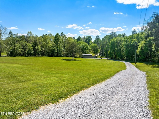 view of home's community with a lawn