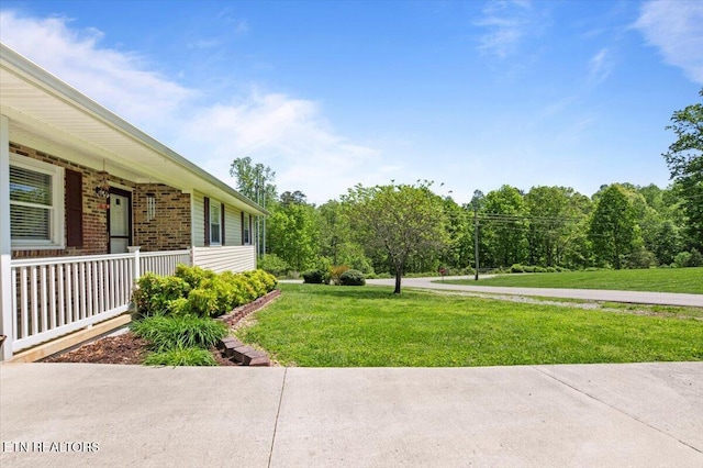 view of yard with a porch