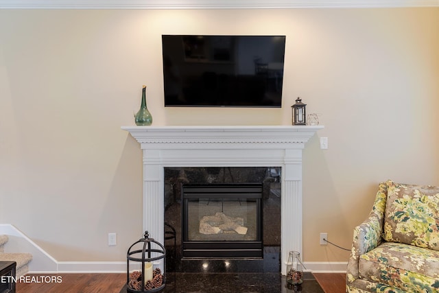 1827 Autumn Bluff Rd, Knoxville, TN 37932 - detailed view of baseboards, a high end fireplace, and wood finished floors
