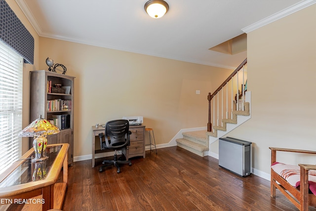 1827 Autumn Bluff Rd, Knoxville, TN 37932 - office area with wood finished floors, baseboards, and crown molding