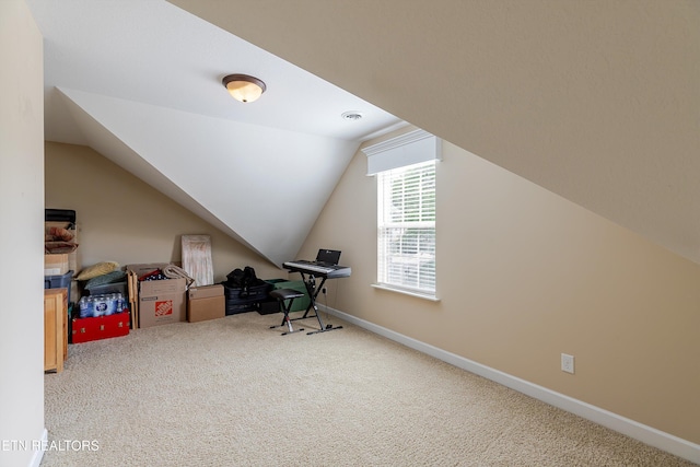 1827 Autumn Bluff Rd, Knoxville, TN 37932 - carpeted home office featuring lofted ceiling and baseboards