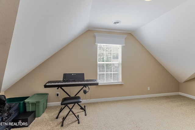 1827 Autumn Bluff Rd, Knoxville, TN 37932 - home office with vaulted ceiling, carpet flooring, and baseboards