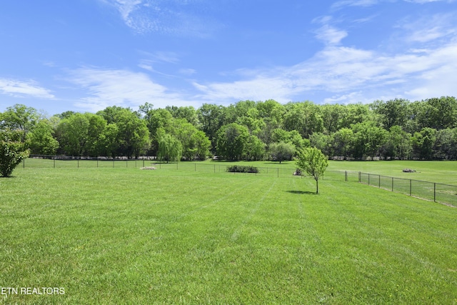 view of yard featuring fence and a rural view