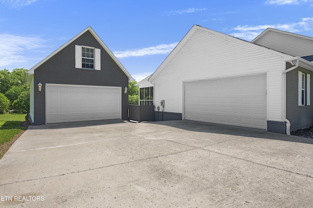 view of side of property featuring brick siding