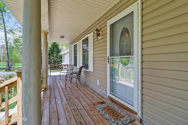 wooden deck with covered porch