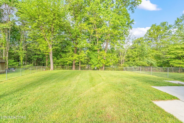 view of yard with a fenced backyard