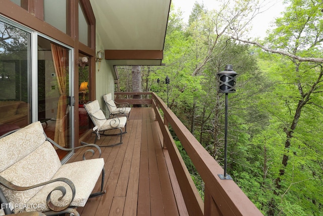 deck with a view of trees