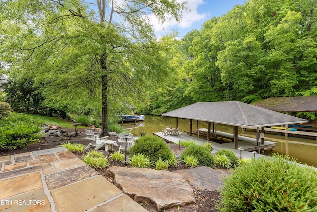 5315 Bent River Blvd, Knoxville, TN 37919 - view of property's community with a boat dock, a water view, and a forest view